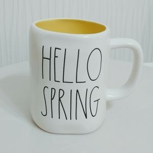 Rae Dunn Hello Spring Mug yellow inside